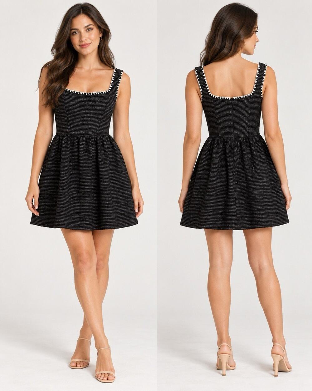 CIDER Black Tweed Fit & Flare Mini Dress Size M New With Tags